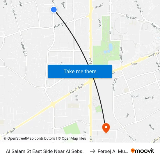 Al Salam St East Side Near Al Sebseb St to Fereej Al Murra map