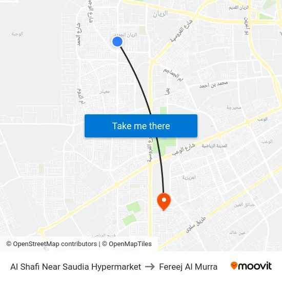 Al Shafi Near Saudia Hypermarket to Fereej Al Murra map
