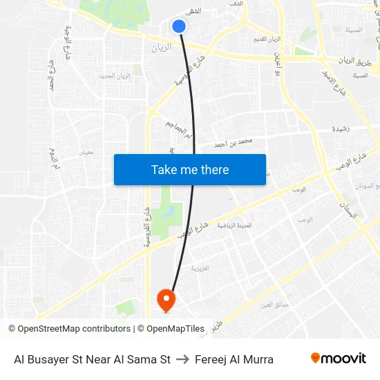 Al Busayer St Near Al Sama St to Fereej Al Murra map