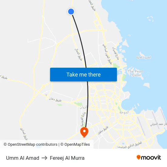 Umm Al Amad to Fereej Al Murra map