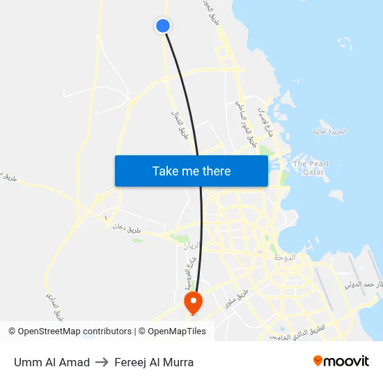 Umm Al Amad to Fereej Al Murra map