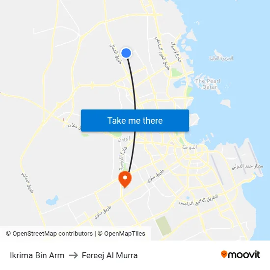 Ikrima Bin Arm to Fereej Al Murra map