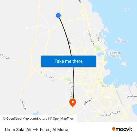 Umm Salal Ali to Fereej Al Murra map