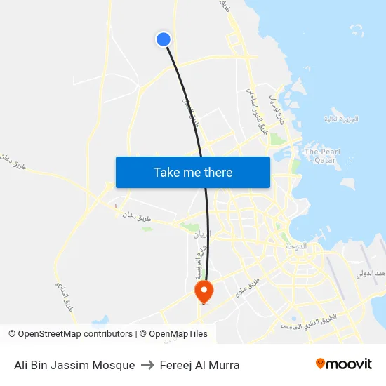 Ali Bin Jassim Mosque to Fereej Al Murra map