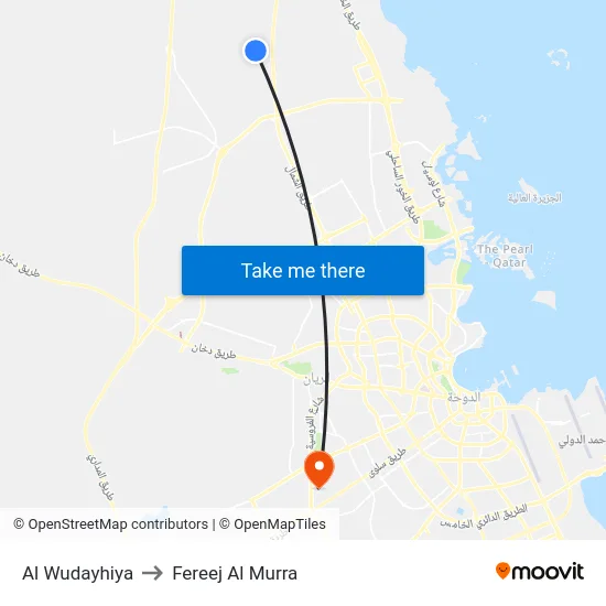 Al Wudayhiya to Fereej Al Murra map
