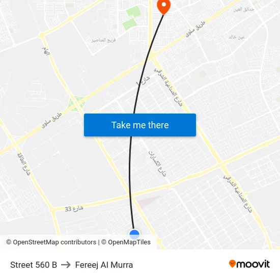 Street 560 B to Fereej Al Murra map
