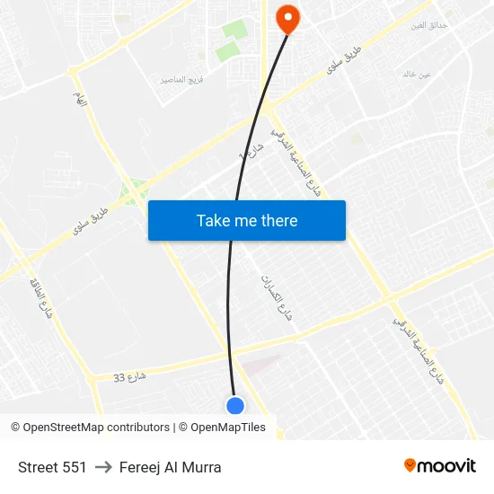 Street 551 to Fereej Al Murra map