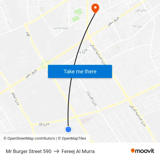 Mr Burger Street 590 to Fereej Al Murra map