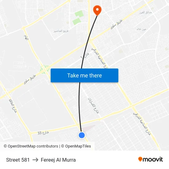Street 581 to Fereej Al Murra map