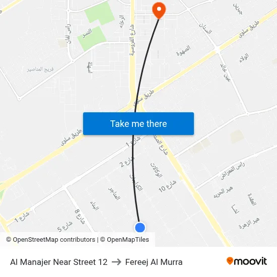 Al Manajer Near Street 12 to Fereej Al Murra map