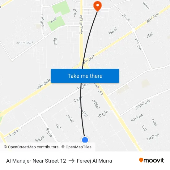 Al Manajer Near Street 12 to Fereej Al Murra map