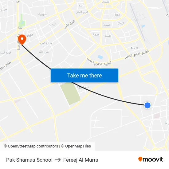 Pak Shamaa School to Fereej Al Murra map