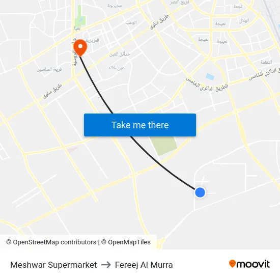 Meshwar Supermarket to Fereej Al Murra map
