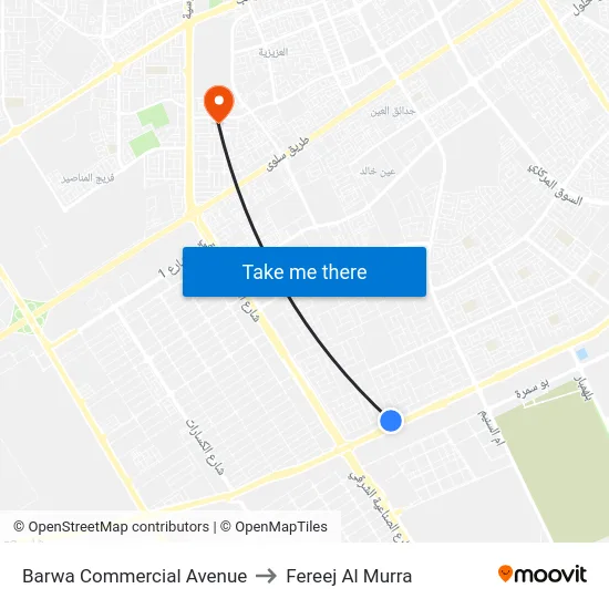 Barwa Commercial Avenue to Fereej Al Murra map