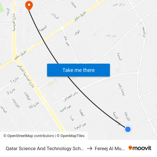 Qatar Science And Technology School to Fereej Al Murra map