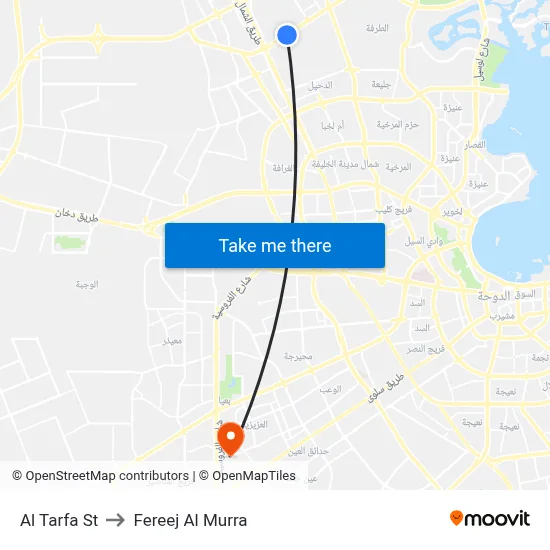 Al Tarfa St to Fereej Al Murra map