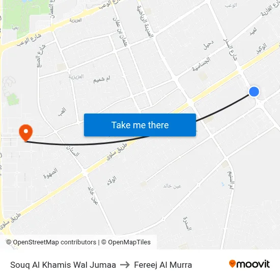 Souq Al Khamis Wal Jumaa to Fereej Al Murra map