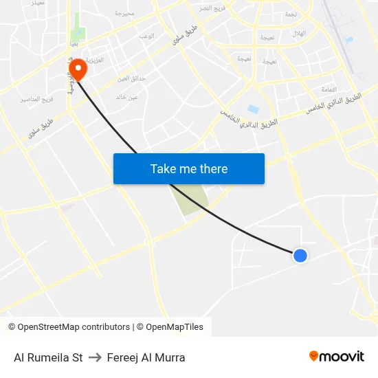 Al Rumeila Street to Fereej Al Murra map