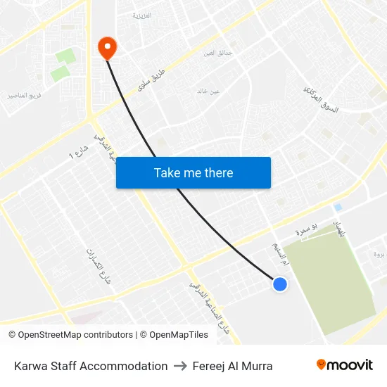 Karwa Staff Accommodation to Fereej Al Murra map