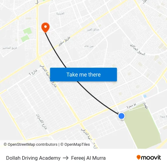 Dollah Driving Academy to Fereej Al Murra map