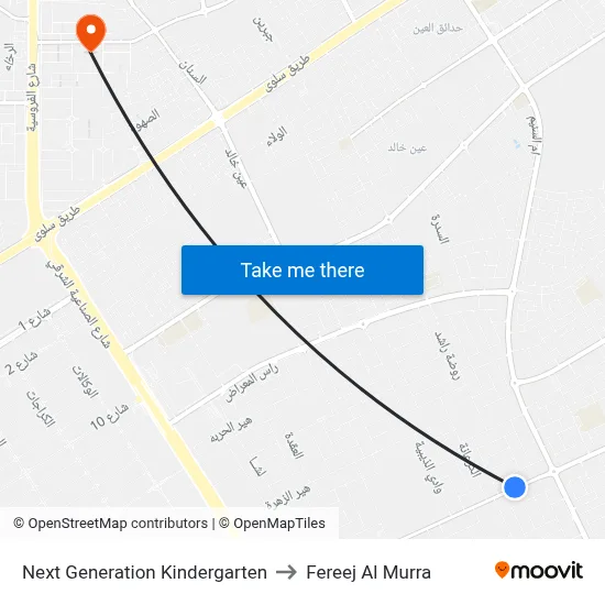 Next Generation Kindergarten to Fereej Al Murra map