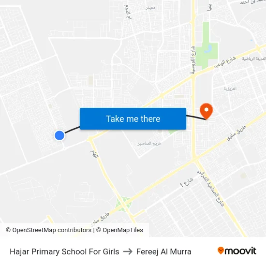 Hajar Primary School For Girls to Fereej Al Murra map