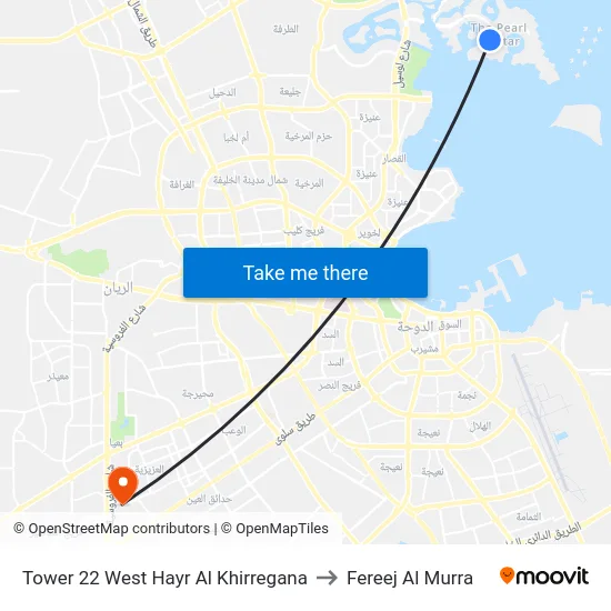 Tower 22 West Hayr Al Khirregana to Fereej Al Murra map