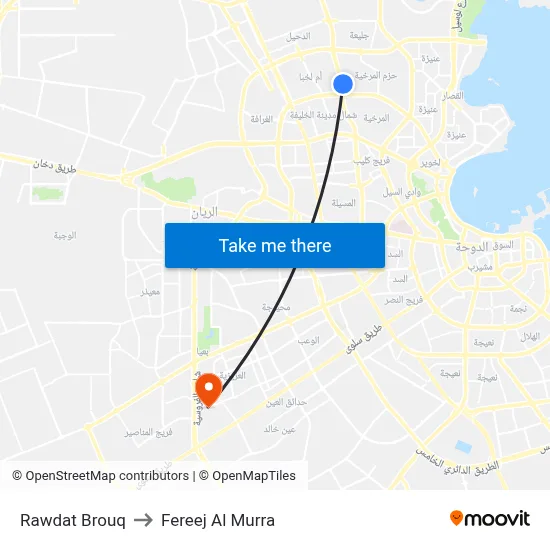 Rawdat Brouq to Fereej Al Murra map