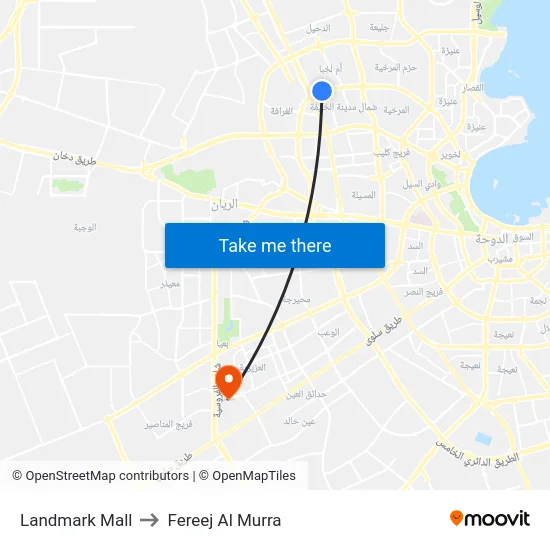 Landmark Mall to Fereej Al Murra map