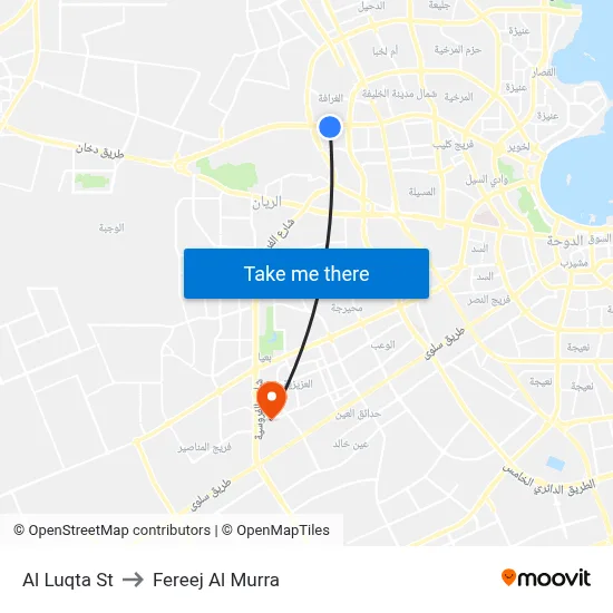 Al Luqta St to Fereej Al Murra map
