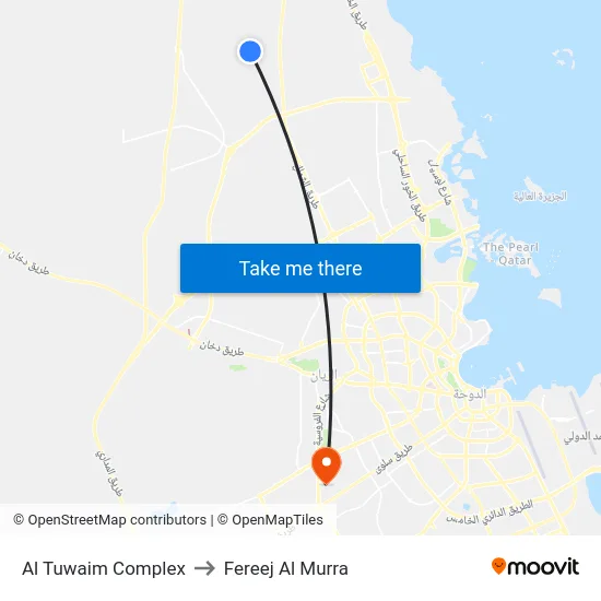 Al Tuwaim Complex to Fereej Al Murra map