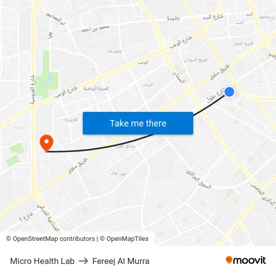 Micro Health Lab to Fereej Al Murra map