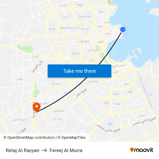 Retaj Al Rayyan to Fereej Al Murra map