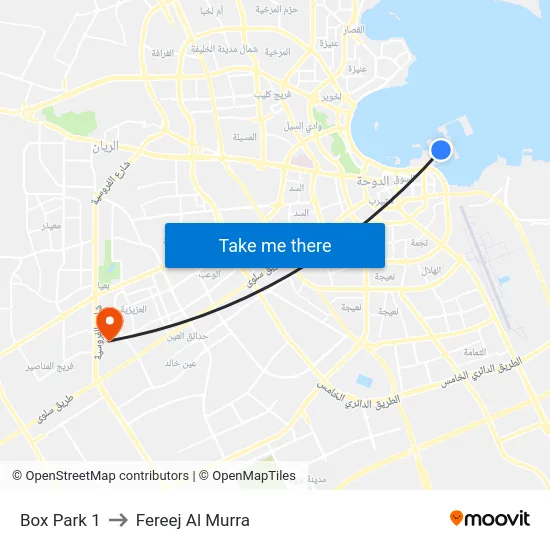 Box Park 1 to Fereej Al Murra map