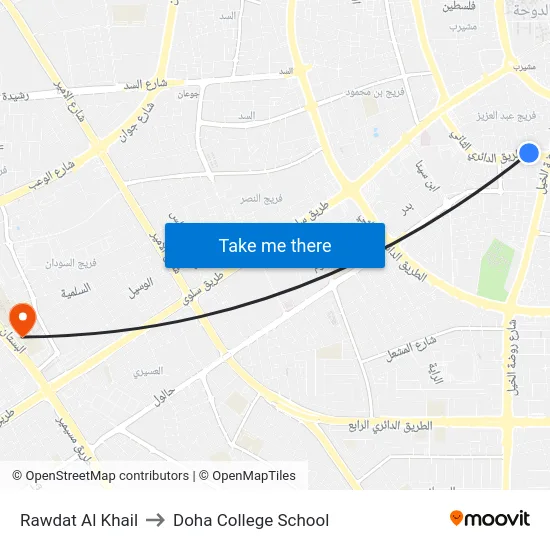 Rawdat Al Khail to Doha College School map