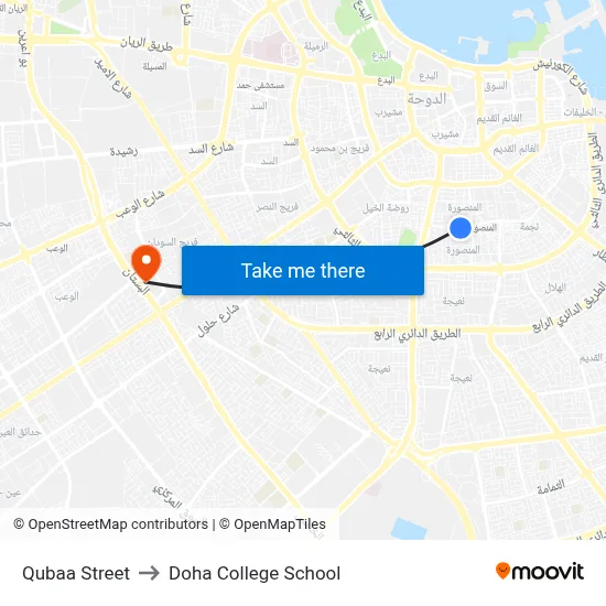 Qubaa Street to Doha College School map