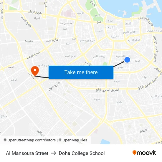 Al Mansoura Street to Doha College School map