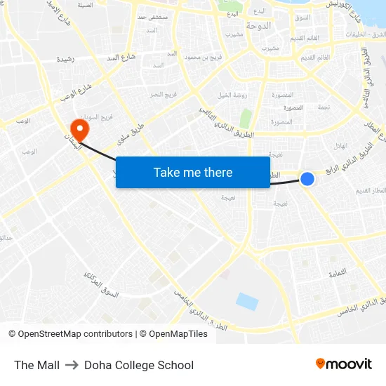 The Mall to Doha College School map