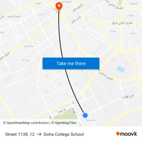 Street 1138, 12 to Doha College School map