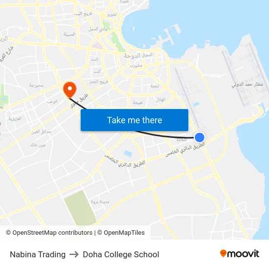 Nabina Trading to Doha College School map