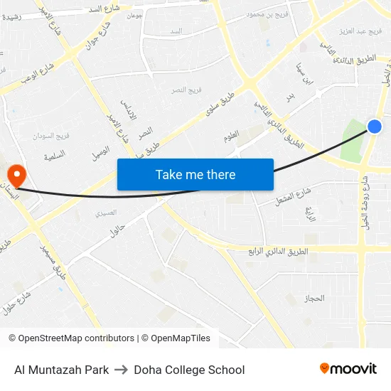 Al Muntazah Park to Doha College School map