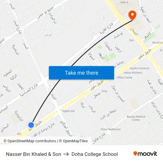 Nasser Bin Khaled & Son to Doha College School map