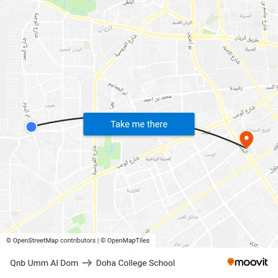 Qnb Umm Al Dom to Doha College School map