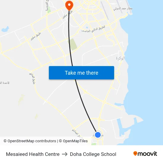 Mesaieed Health Centre to Doha College School map