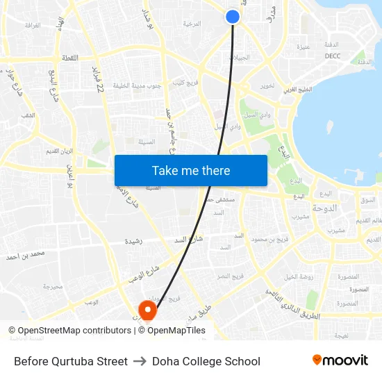 Before Qurtuba Street to Doha College School map