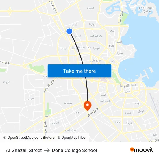 Al Ghazali Street to Doha College School map