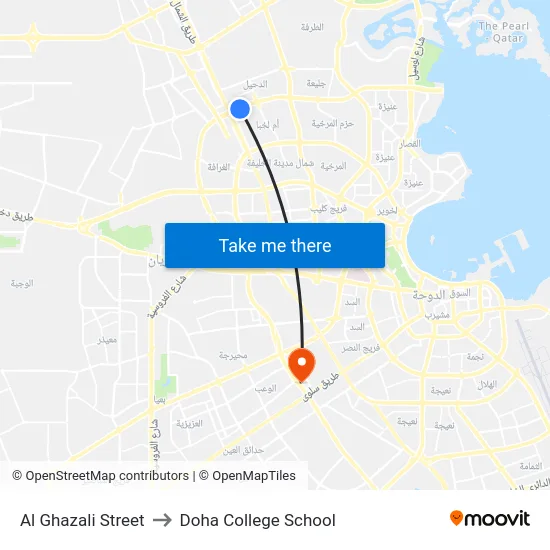 Al Ghazali Street to Doha College School map