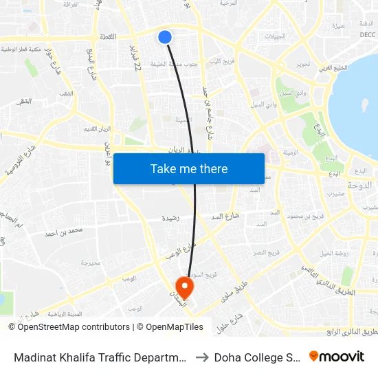 Madinat Khalifa Traffic Department - Mot to Doha College School map
