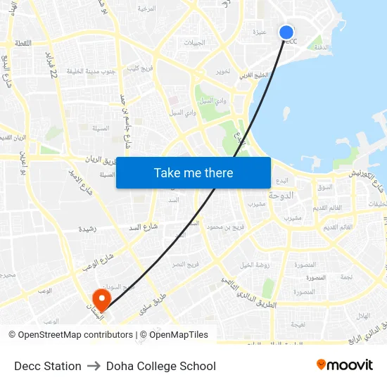Decc Station to Doha College School map