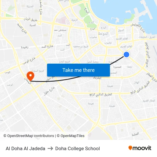 Al Doha Al Jadeda to Doha College School map
